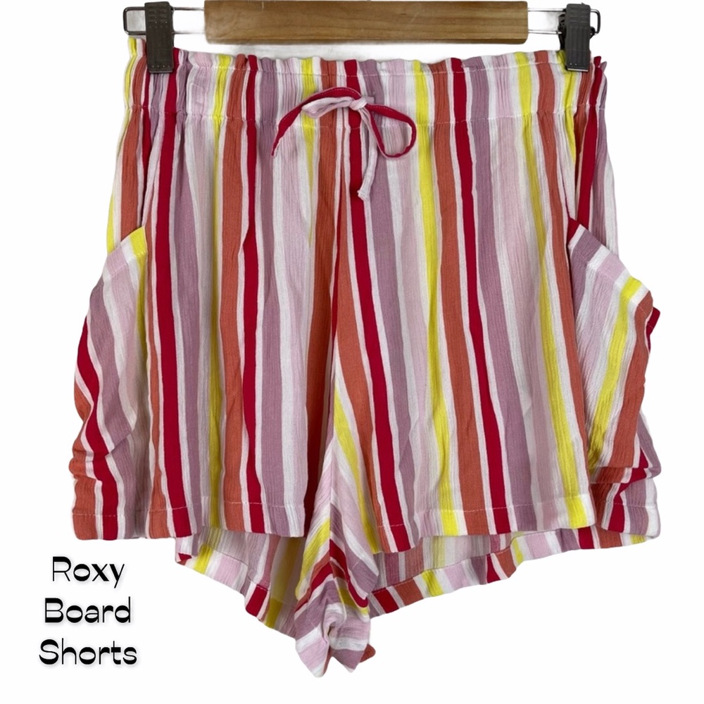 Roxy Rainbow Stripe Elastic Waist Flowy Shorts NWT Size S
